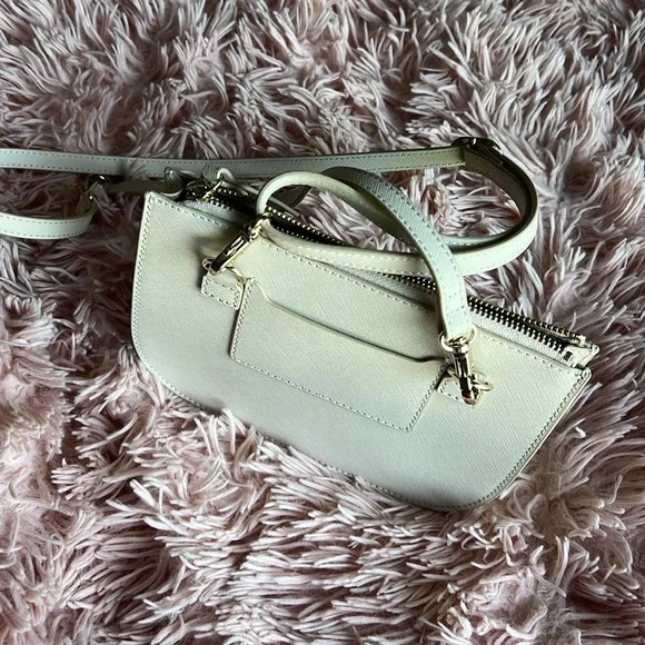 Lo & Sons Waverley 2 Large Saffiano Leather Convertible Bag Ivory/Gold/Camel - Picture 3 of 9